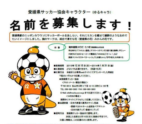 愛媛県サッカー協会が新マスコットの名付け親募集 おでかけ Jタウンネット 徳島県